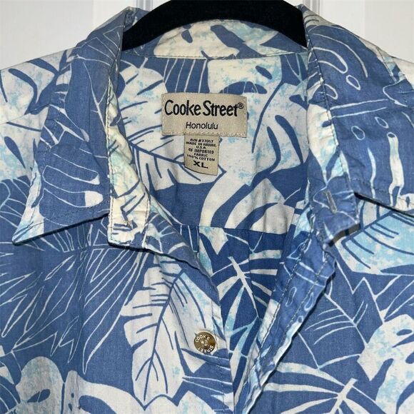 Cooke Street Men's XL Blue Floral Short Sleeve Button-Up Shirt Casual - Picture 2 of 6